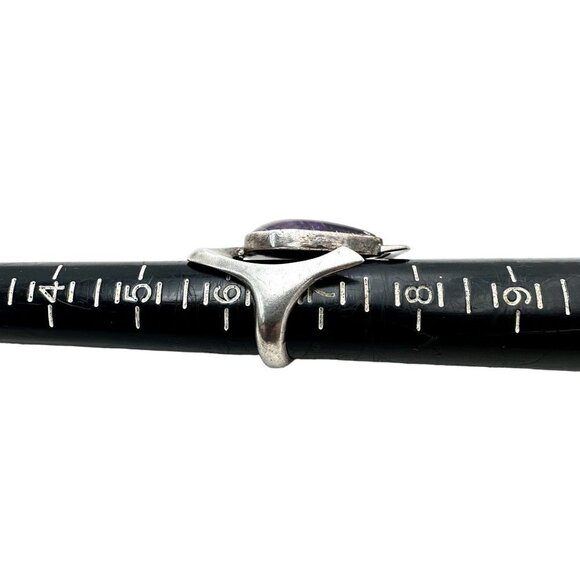 Stunning Vintage Modernist Womens Ring Sterling Silver Amethyst Size 6.5 - Picture 8 of 9